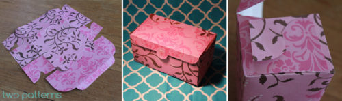 Gift Box with Scallops and two sheets of differently patterned scrapbook paper.