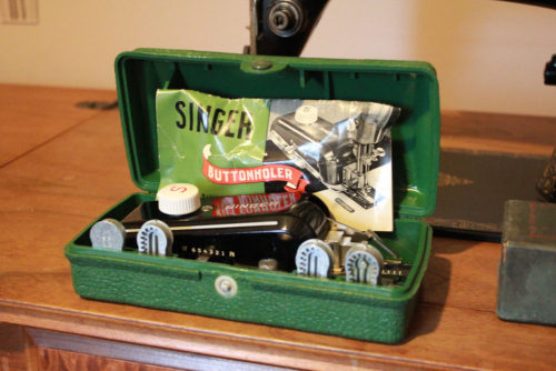 Singer Buttonholer in case with original manual and cams