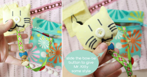 Craftcore Fidget Quilt Block 1 - bow tie button embellishments