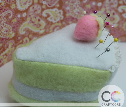 pincushion by craftcore - adorable fleece cake to keep your pins and needles organized!