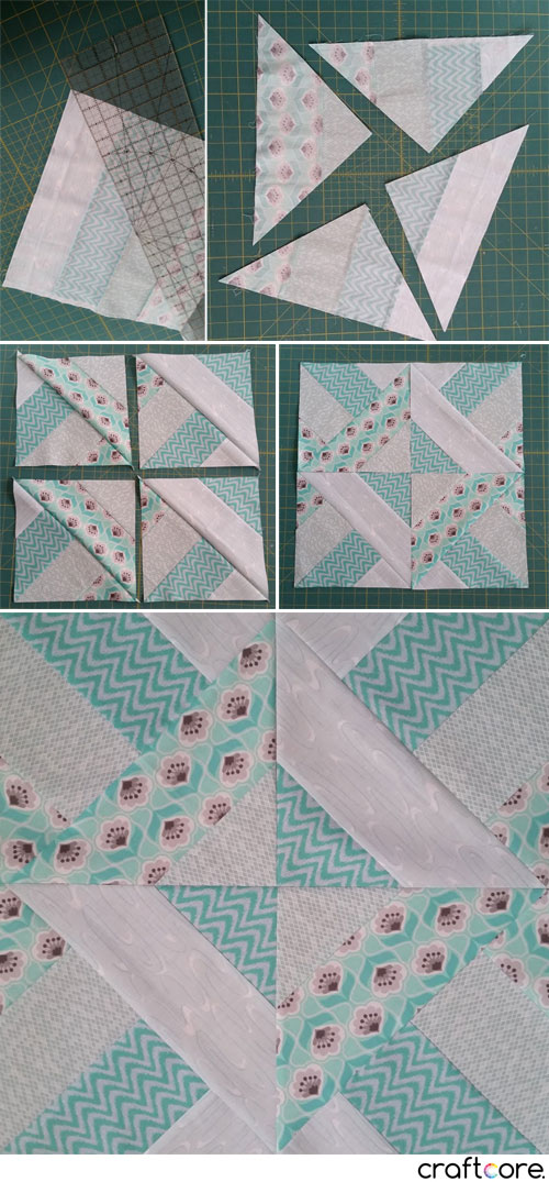 How to Make the Diagonal Slice DIamond Quilt Block - Step by Step Tutorial by Craftcore