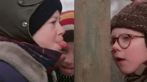 A Christmas Story: tongue sticking to ice scene